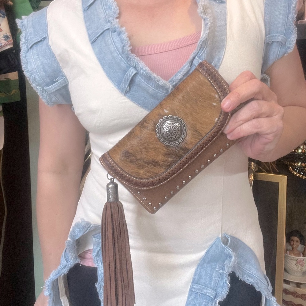 New! Deadstock Horse Hair Conch Wallet Western Boho South West Rodeo